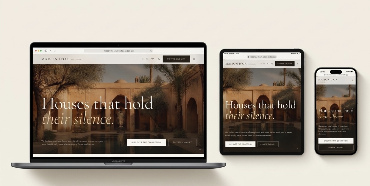 Maison d'Or — Immobilier de prestige : Le silence comme signature